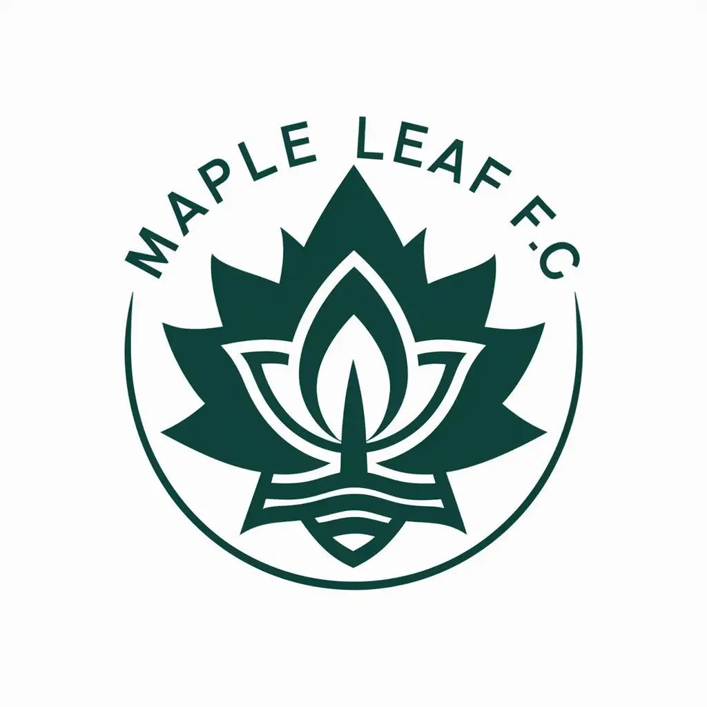 a vector logo design,with the text "Maple Leaf FC", main symbol:Maple tree lotus flower soccer,Moderate,be used in Sports Fitness industry,clear background