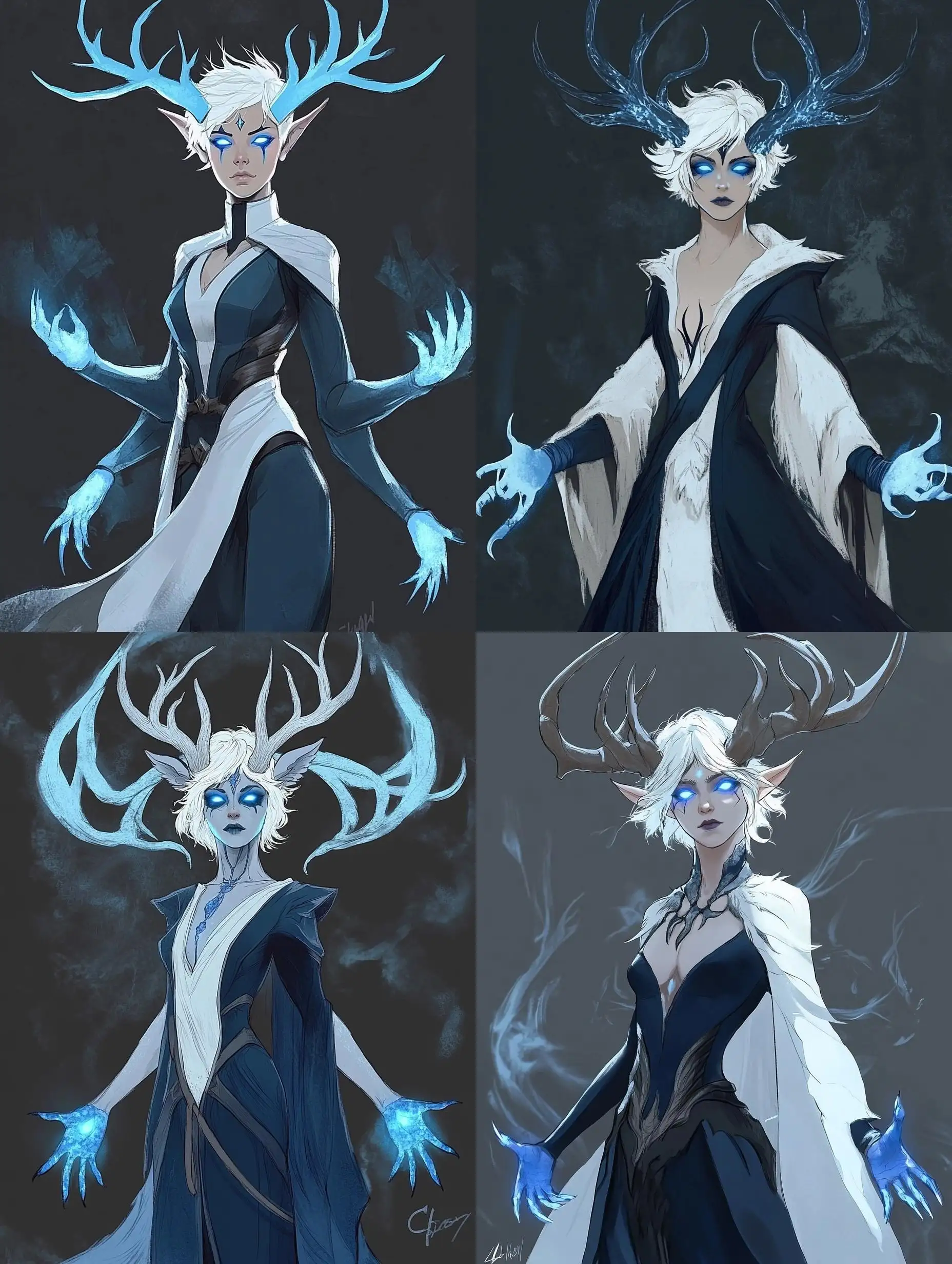 Ethereal-WhiteHaired-Woman-with-Eldritch-Antlers-and-Blue-Robes