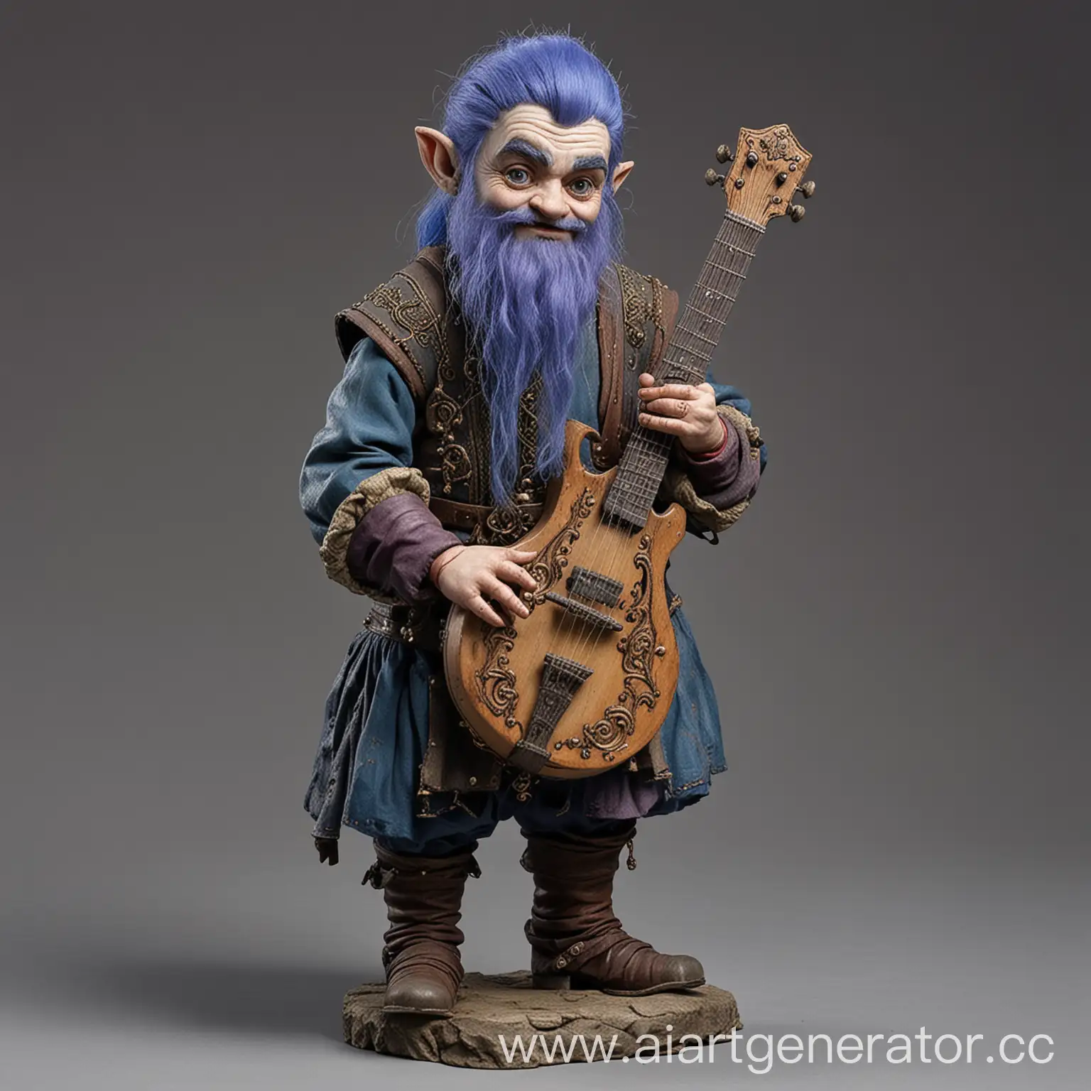 Tiny-Bluehaired-Dwarf-Playing-Medieval-Musical-Instrument