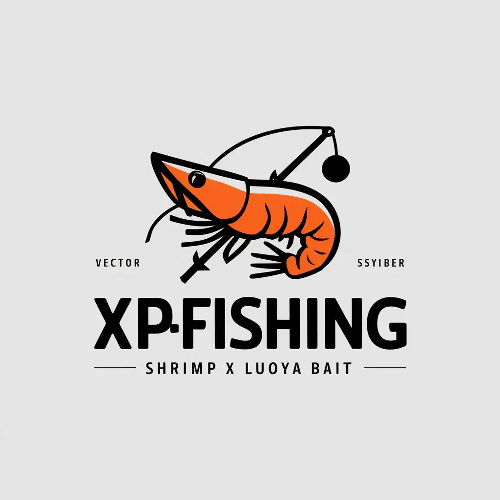 a vector logo design,with the text "XPfishing", main symbol:shrimp X Luoya fishing bait,Moderate,be used in Entertainment industry,clear background