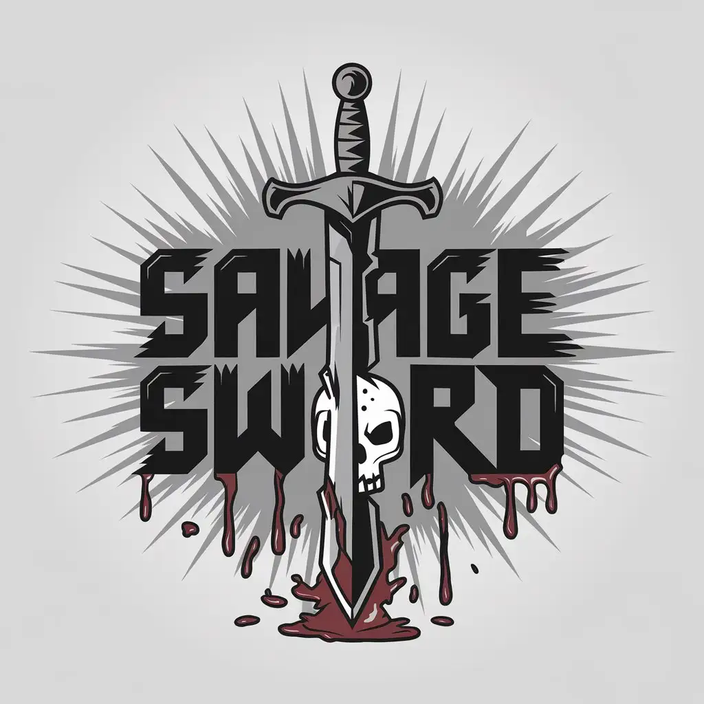 LOGO Design for Savage Sword Bold Barbarian Theme with Blood and Skull Elements