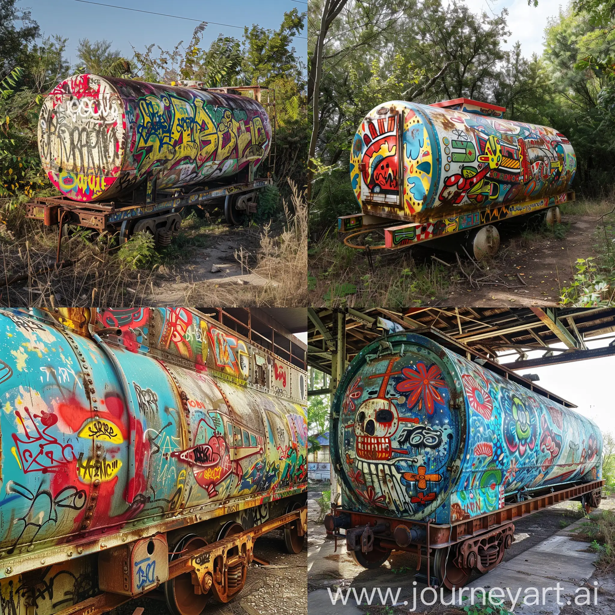 Colorful-Graffiti-Painted-on-Wagon-Cistern