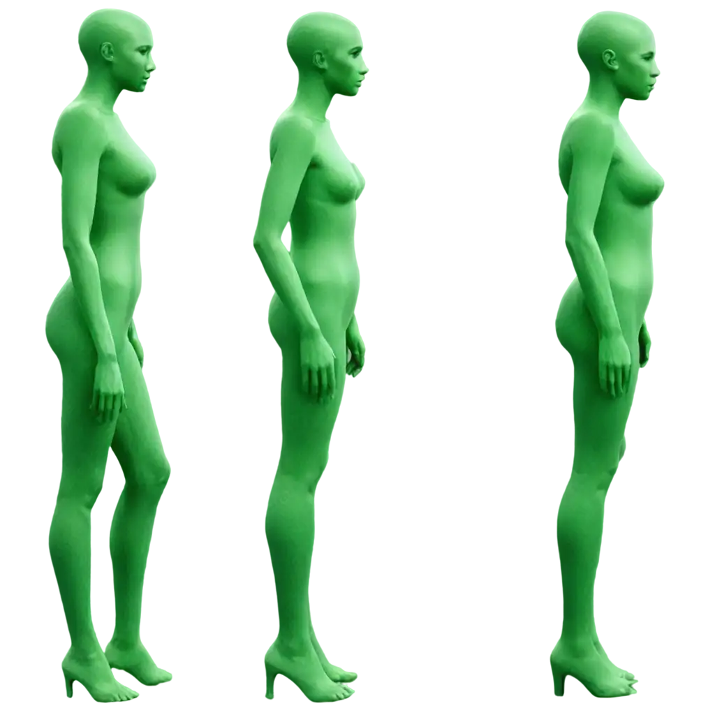 Two versions of green coloured human models, one thick the other is thin