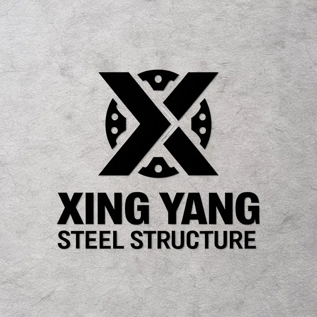 a vector logo design,with the text "Xing Yang Steel Structure", main symbol:metal/gear/steel materials,Moderate,be used in Others industry,clear background