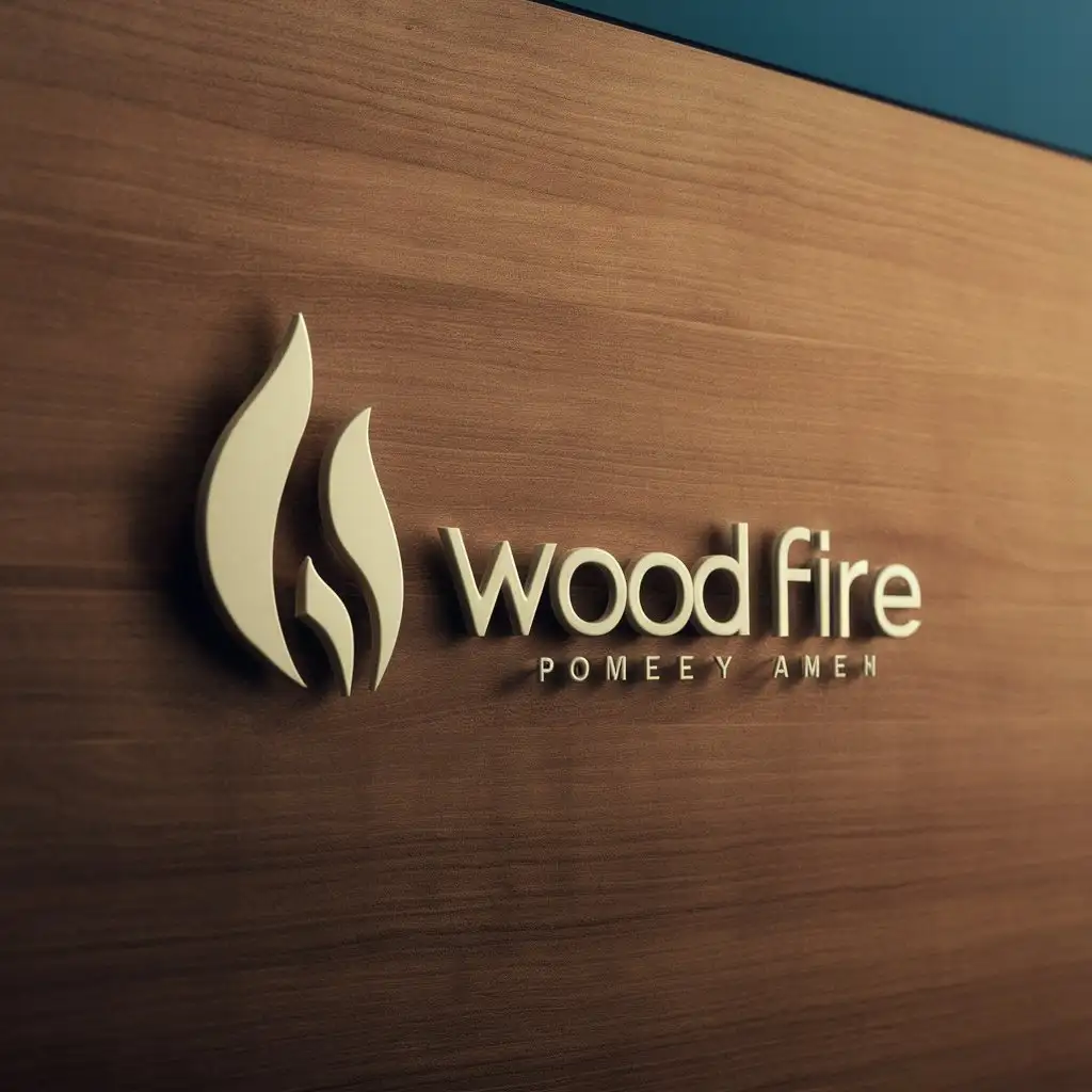 Modern Wood Fire Logo Design with Flame Element in Warm Tones