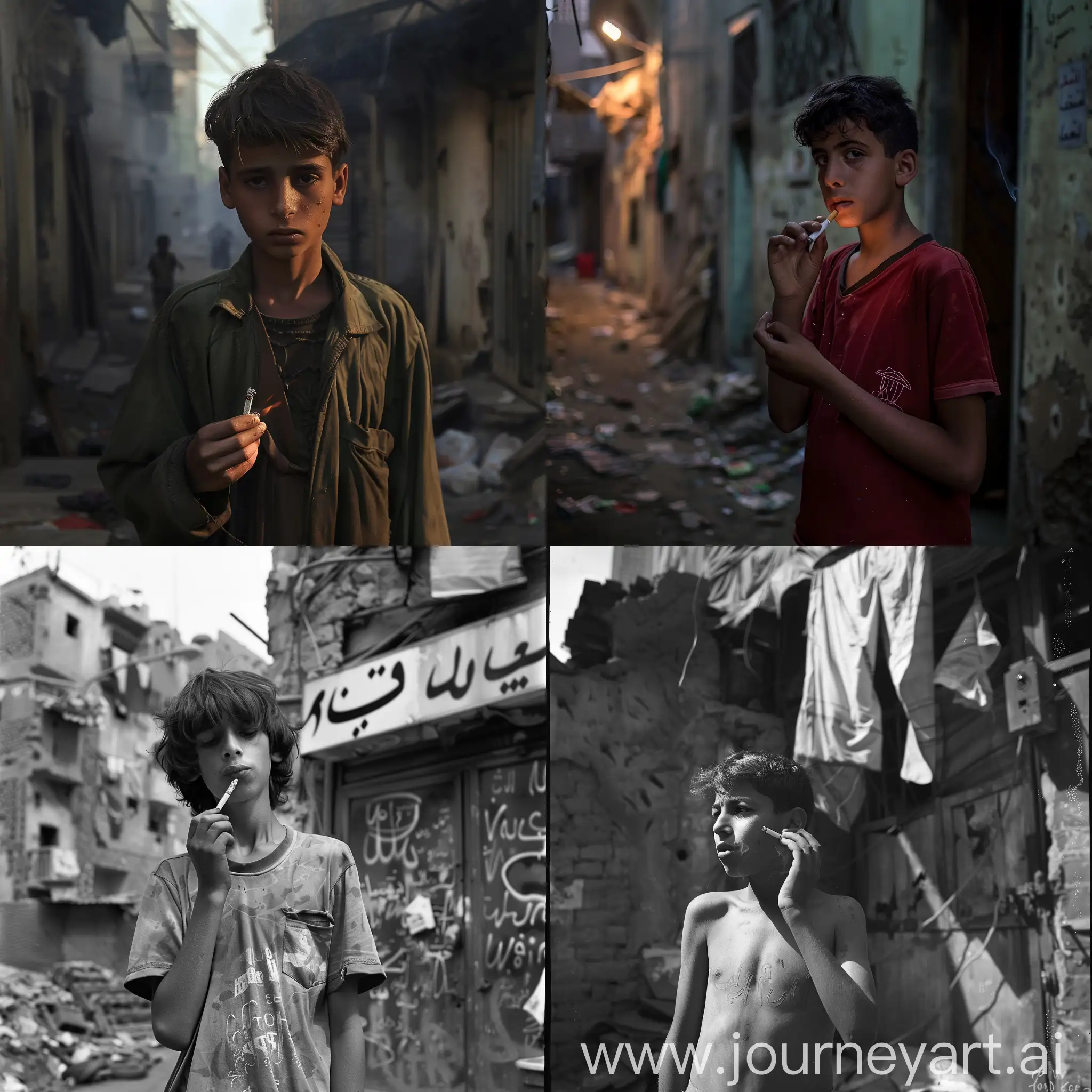 Teenage-Boy-Lighting-Cigarette-in-Cairo-Street-Scene