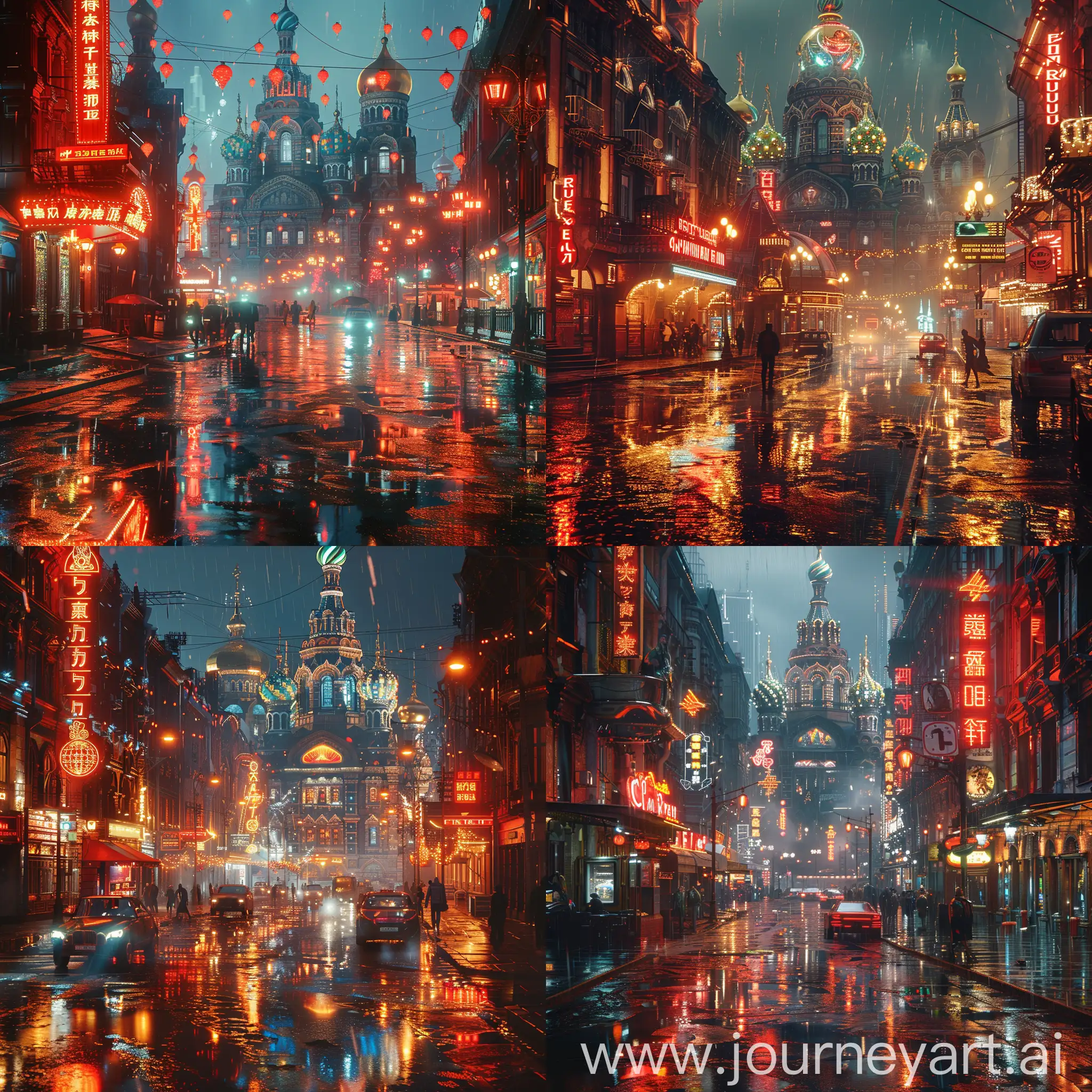 Hyperrealistic-Cyberpunk-Scene-in-Saint-Petersburg-with-Neon-Skyscrapers