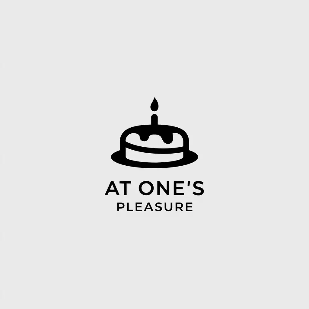 a vector logo design,with the text "at one's pleasure", main symbol:cake,Minimalistic,be used in Restaurant industry,clear background