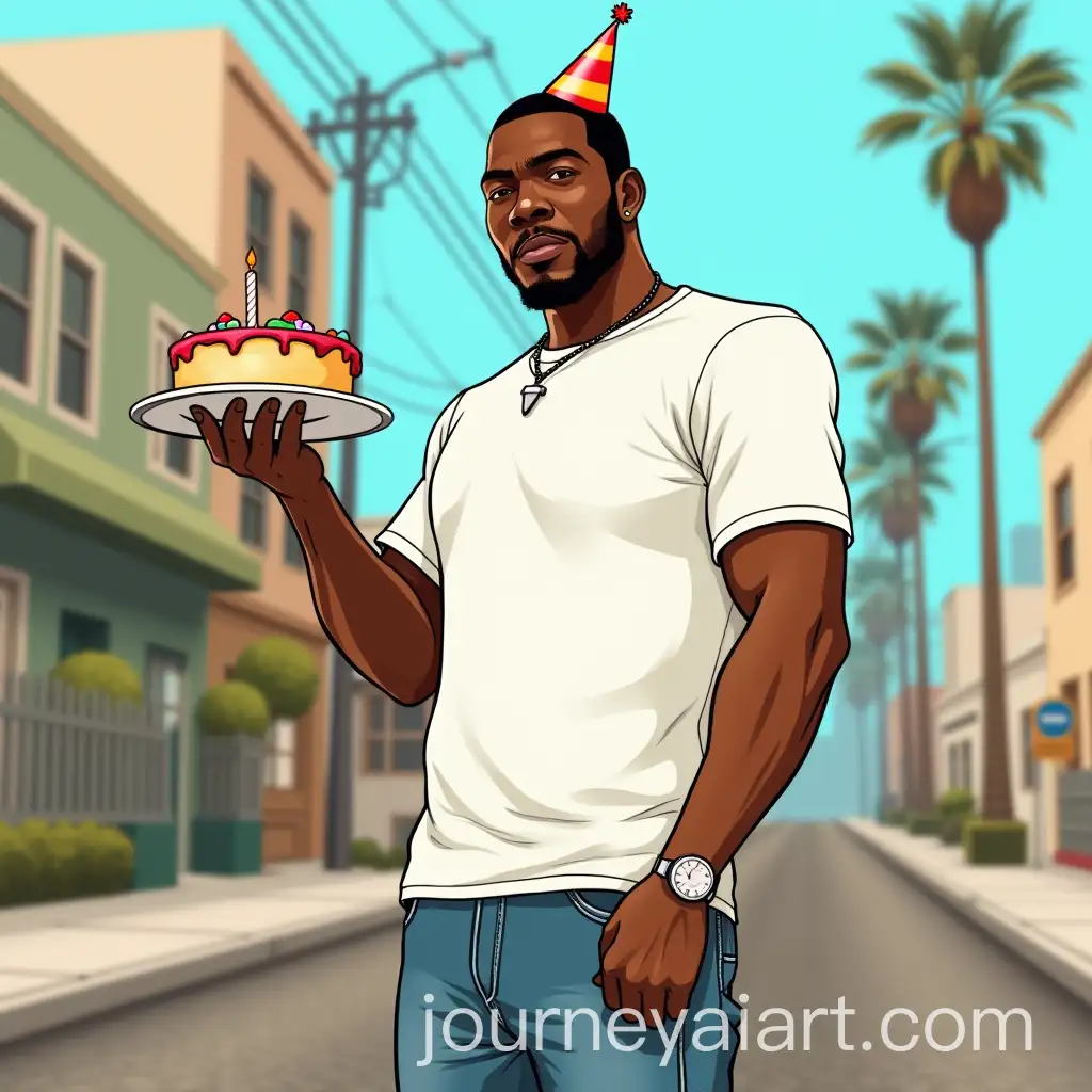 Celebration-in-Groove-Street-GTA-San-Andreas-Inspired-Character-with-Cake