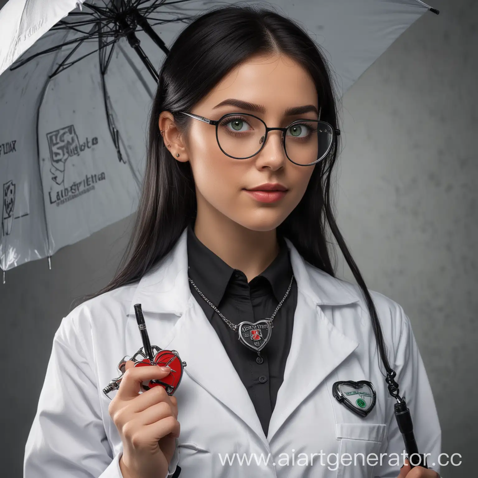 Scientist-with-Green-Eyes-and-Umbrella-Corporation-Pen-in-Lab-Coat