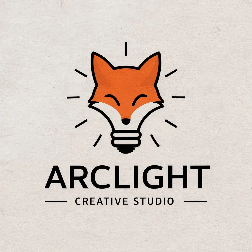 LOGO-Design-for-ArcLight-Creative-Studio-Fox-and-Light-Bulb-Theme-in-Vector-Style