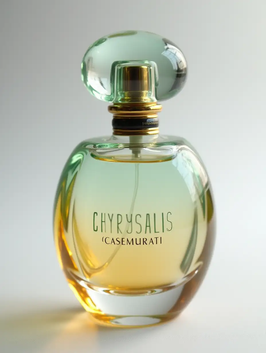 Casamurati perfume chrysalis glass. The name of the perfume is engraved on the glass.