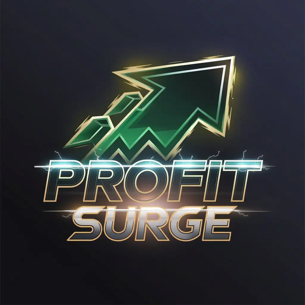 LOGO Design for Profit Surge Bold Futuristic with Green and Gold Colors and Upward Arrow Symbolizing Growth and Success