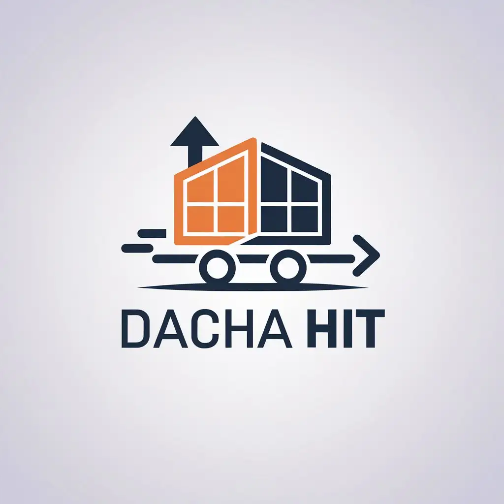 LOGO Design For Dacha Hit Modular House Transportation with Up Arrow Symbol