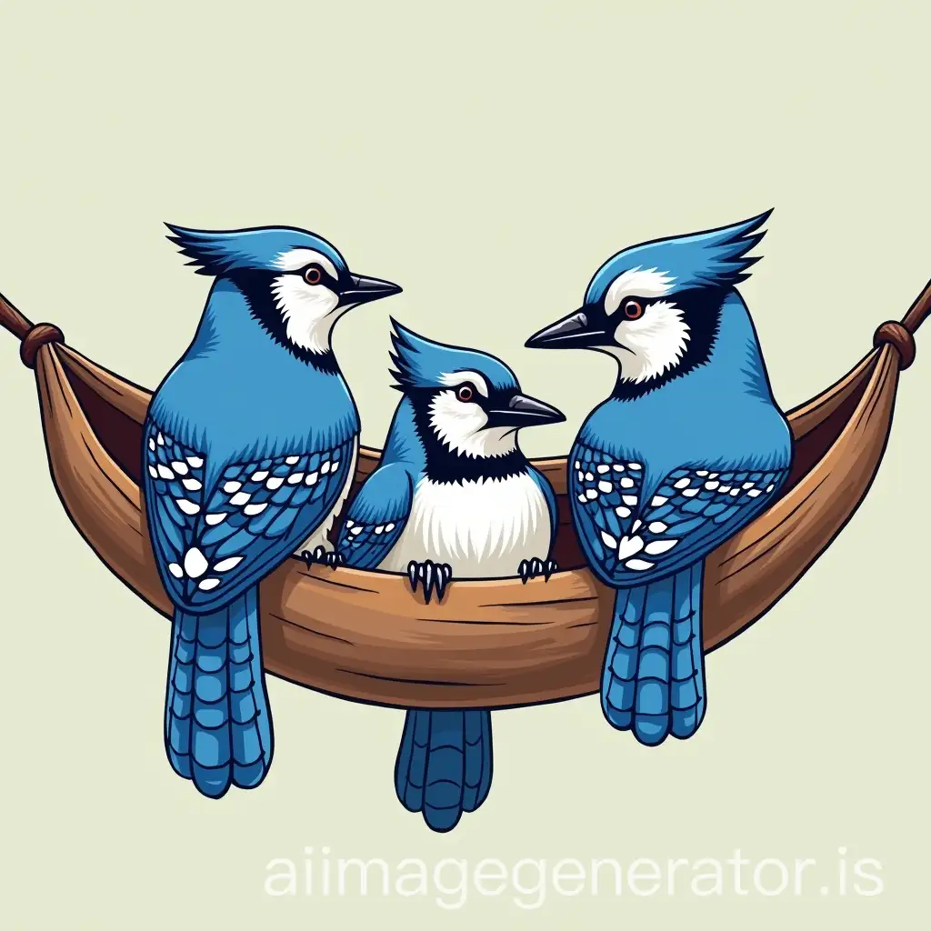 Logo-Design-with-Three-Blue-Jays-Relaxing-in-a-Hammock