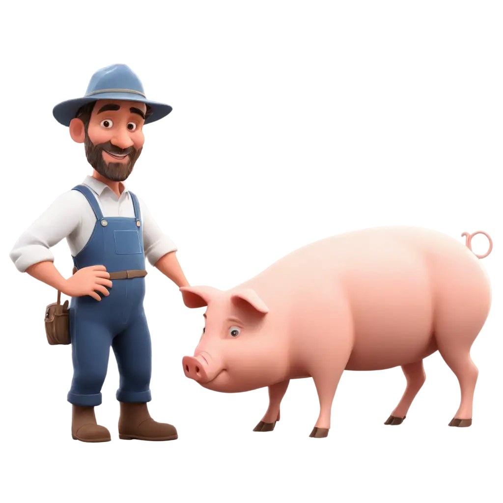 Cartoon-Male-Farmer-with-Pig-PNG-Image-Playful-Illustration-of-a-Farmer-and-Pig