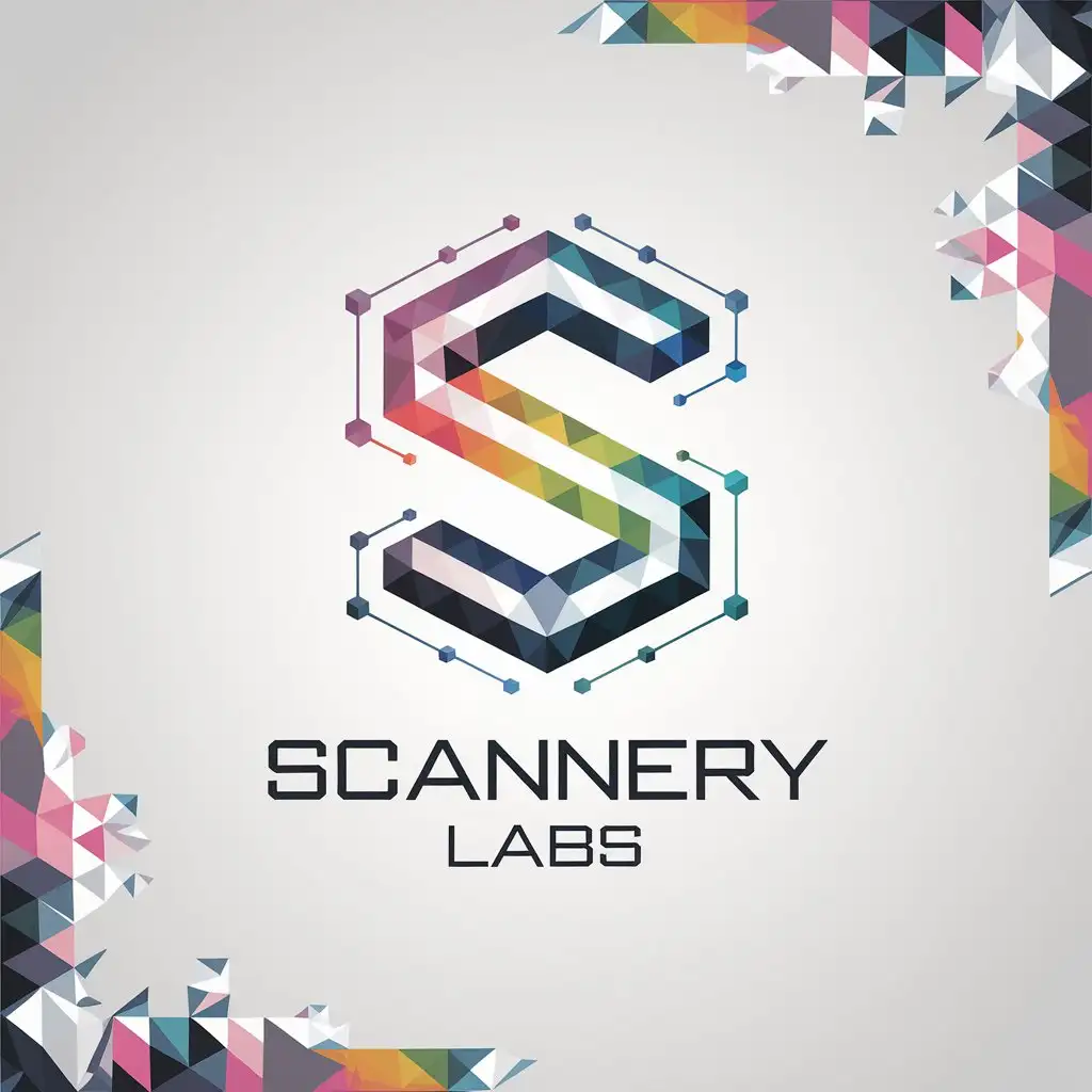 LOGO Design for Scannery Labs 3D Voxel Scanning with Gradient Polygon Meshes and MultiColored Edges