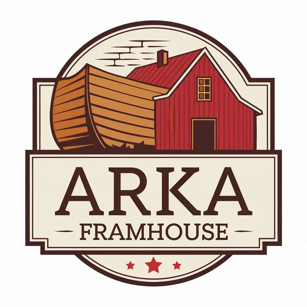 LOGO Design for ArKa Framhouse Red Farmhouse Ark Symbol for Home Family Industry