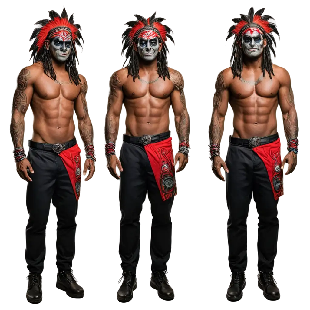 Strong-African-Indian-Chief-Super-Villain-in-Black-and-Red-Uniform-Full-Body-PNG-Image-for-Comic-Book-Style-Art