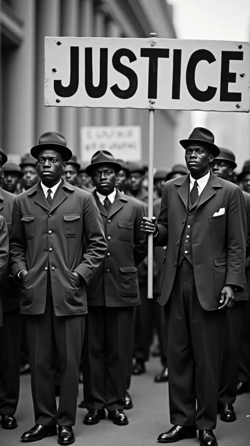 1925 African American Labor Union Holding Justice Sign