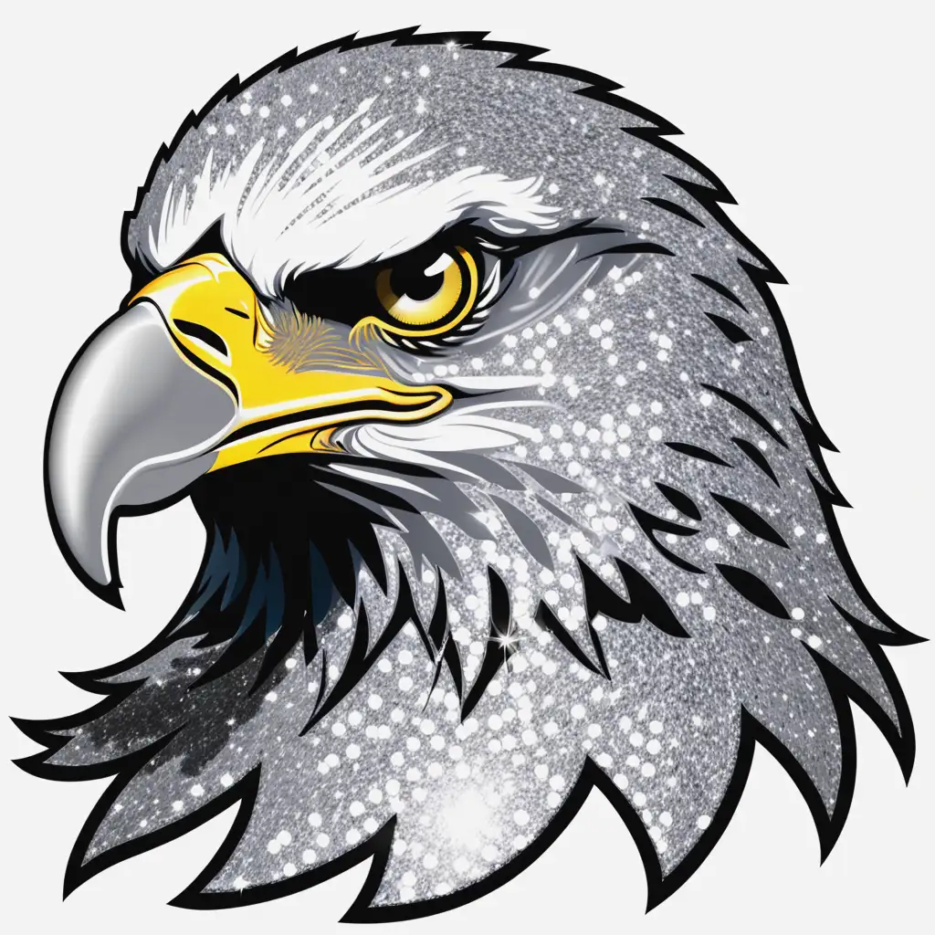 Silver-Glitter-Eagle-Clipart-with-Detailed-Head-Design