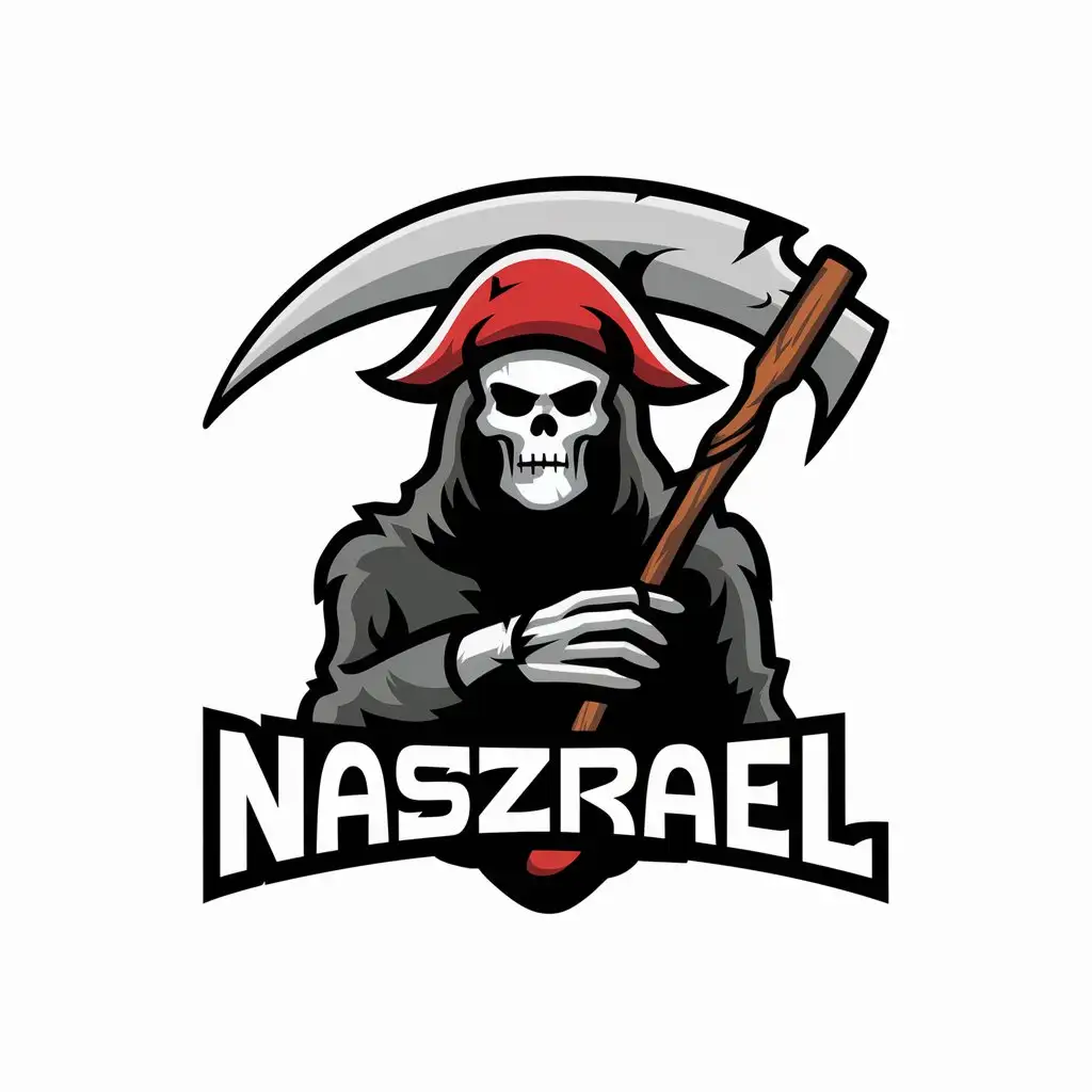 LOGO Design for Naszrael Pirate Grim Reaper with Scythe in Vector Style