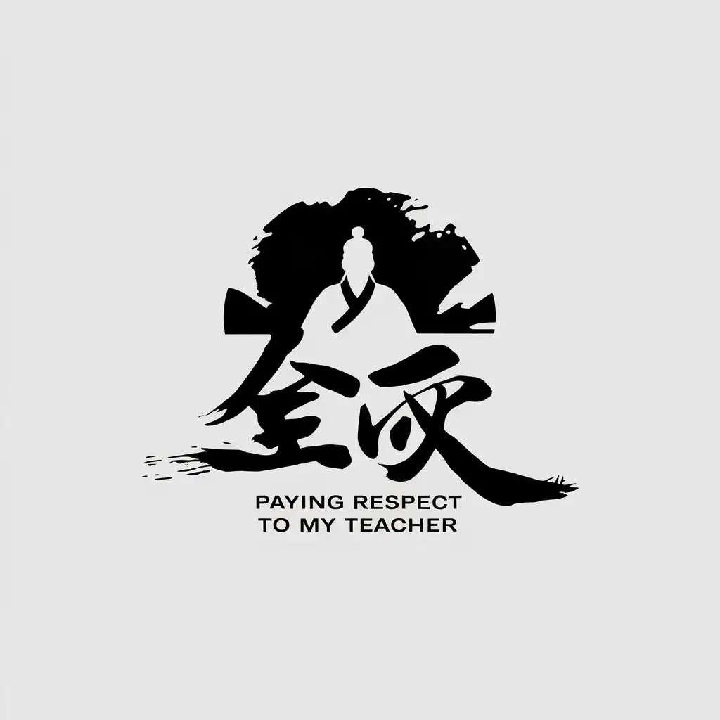 a vector logo design,with the text "Paying respect to my teacher", main symbol:Inkstone feeling, lush and grand, Confucius,Minimalistic,clear background