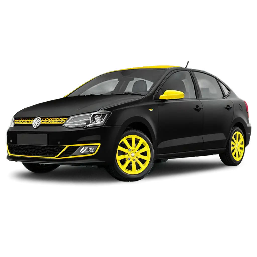 Create-Stunning-PNG-Image-Polo-Sedan-in-Black-with-Yellow-Details