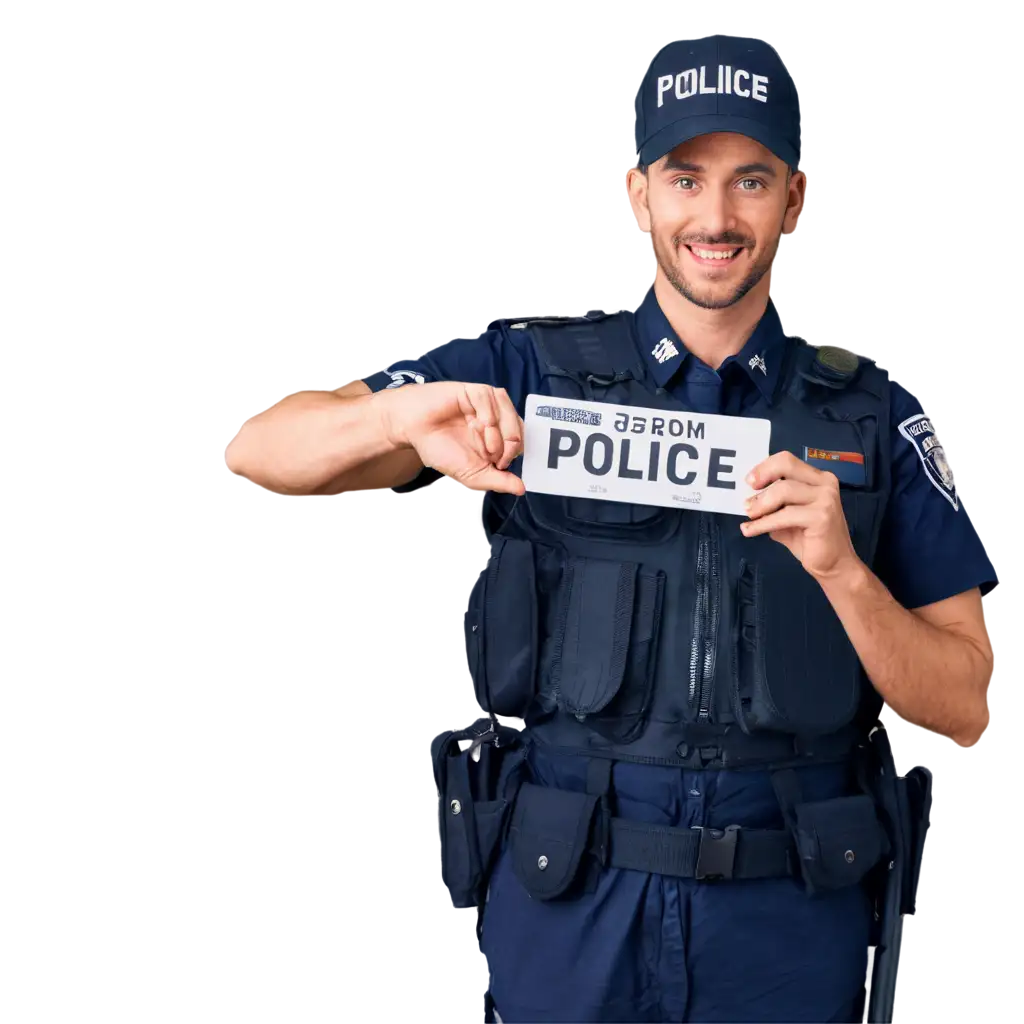 AIGenerated-PNG-Police-Displaying-Car-License-Plate