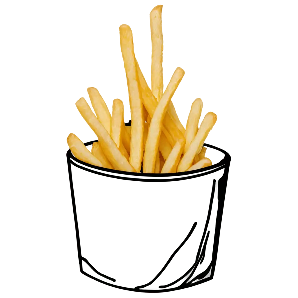 Black-and-White-French-Fries-PNG-Image-Artistic-Line-Drawing-in-HighResolution-Format