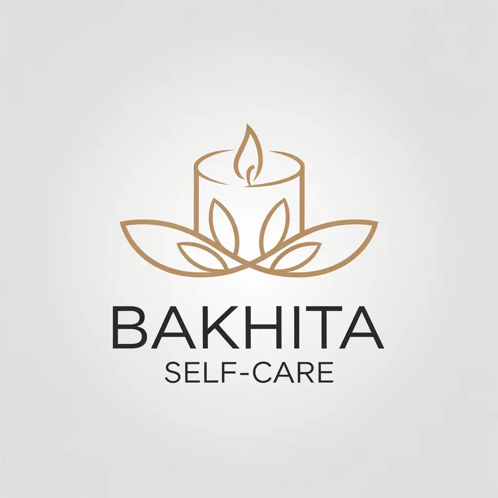 a vector logo design,with the text "Bakhita self-care", main symbol:candle,Minimalistic,be used in Beauty Spa industry,clear background