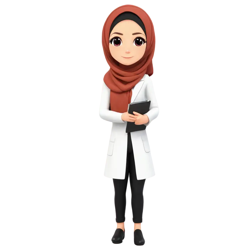 Cartoon-Chibi-Female-Pharmacist-Wearing-Hijab-PNG-Image-for-Diverse-Applications