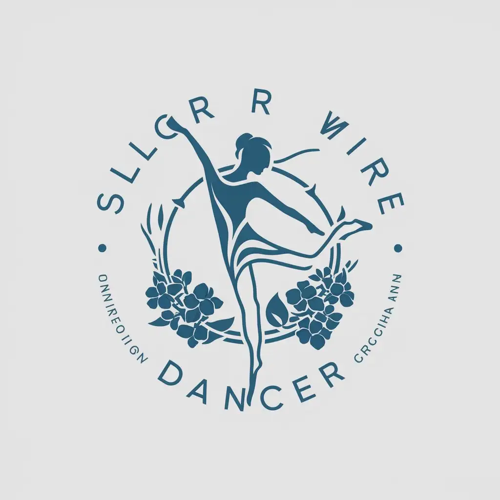 a vector logo design,with the text "silver wire dancer", main symbol:electra, wire, jasmine, blue and white porcelain,Moderate,be used in Construction industry,clear background