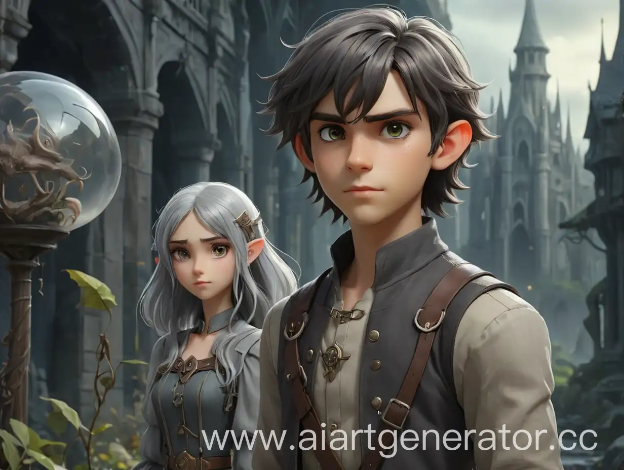 Teenage-Boy-and-Elf-in-Fantasy-Steampunk-Anime-World-with-Transparent-Domes