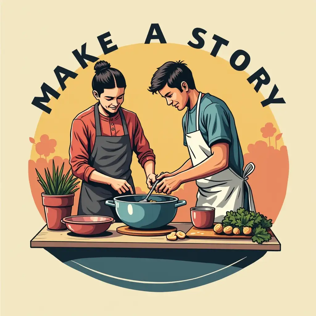 make a logo about story and people and cooking