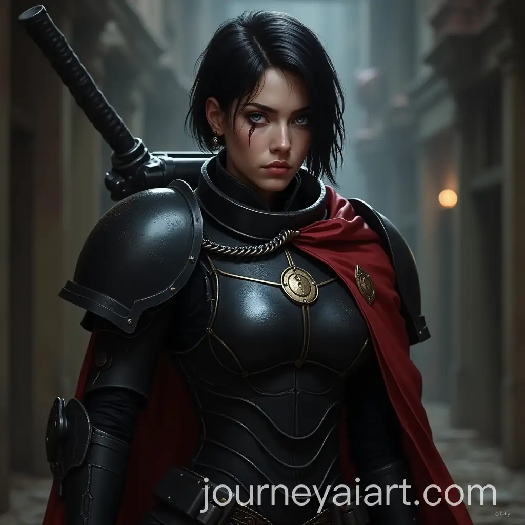 Female-Adeptus-Arbites-Enforcer-with-Power-Maul-and-Bolt-Pistol-in-Dystopian-Urban-Setting