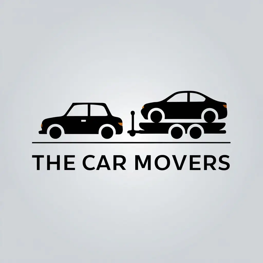 LOGO Design For The Car Movers Minimalistic Vector Design with Car Towing Trailer