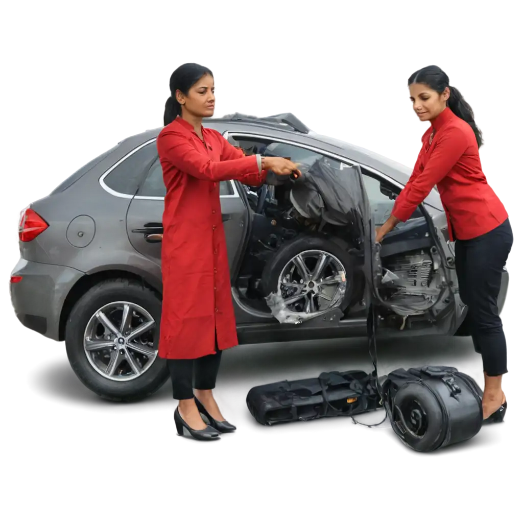 Indian-Woman-Repairing-a-Car-PNG-HighQuality-Image-for-Diverse-Applications