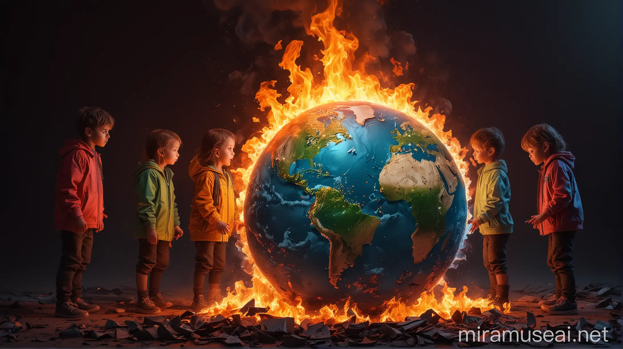 Earth on Fire Childrens Efforts to Save the Planet in Neon Colors