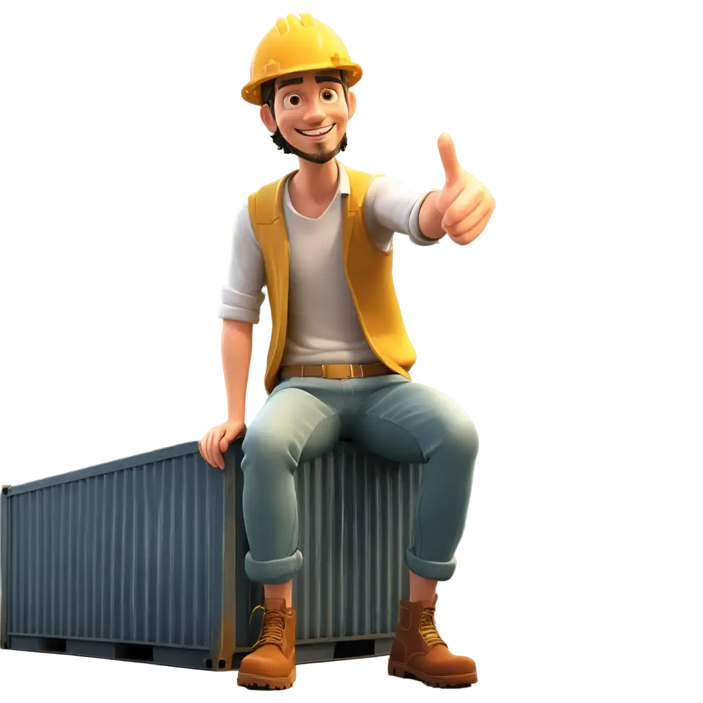 Friendly-Worker-with-Yellow-Hard-Hat-Sitting-on-Shipping-Container-PNG-Image