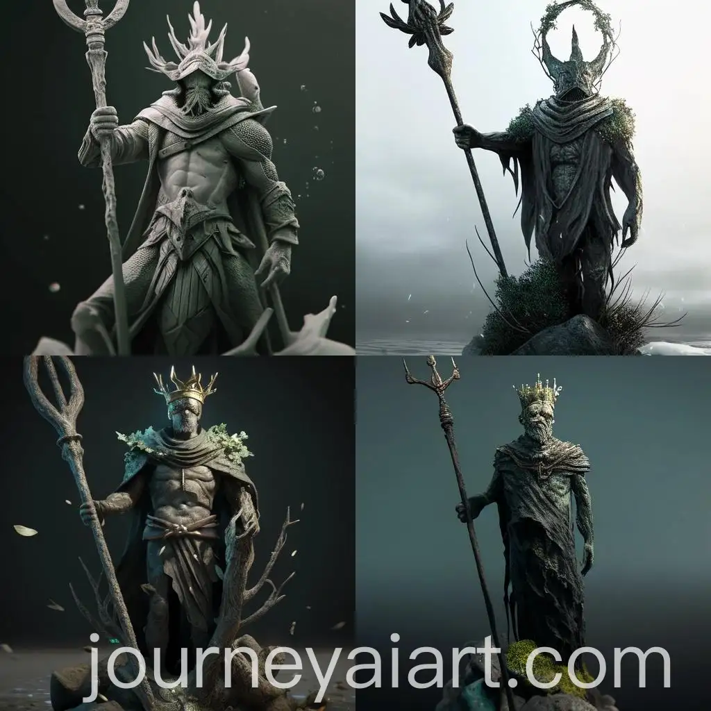 Ancient-Masculine-Statue-with-Trident-and-Seaweed-Crown
