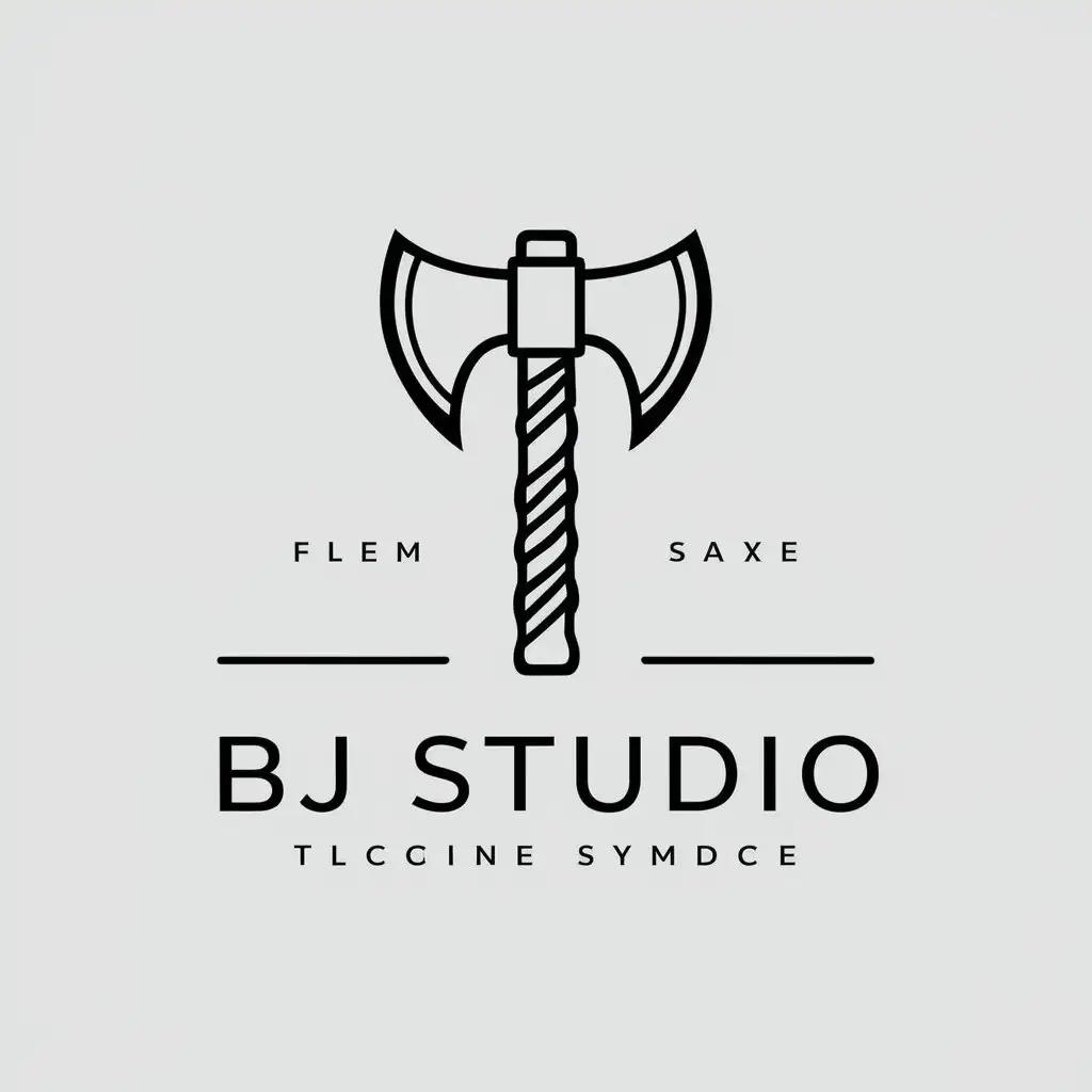 a vector logo design,with the text "BJ studio", main symbol:axe holder of an axe,Minimalistic,be used in Religious industry,clear background