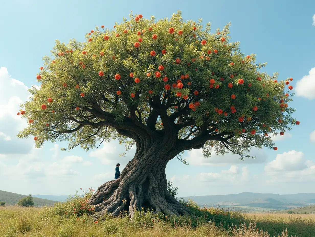 Building treeHead with flowers