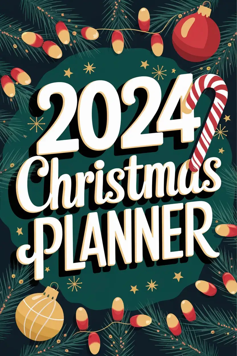 Christmas 2024 Planner with Cool Typography and Candy Cane Fun