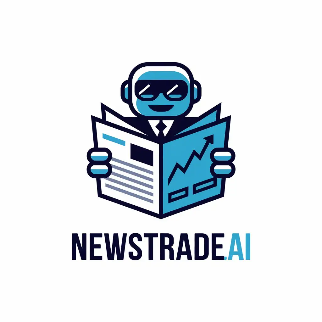 LOGO Design for newstradeai Robot Newspaper and Kline Chart Theme for Entertainment Industry