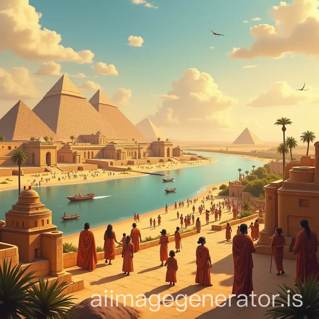 Panoramic-View-of-Ancient-Egypt-withAI-Image-Prompt-Expansion-Nile-River-Pyramids-and-Daily-Life-Activities