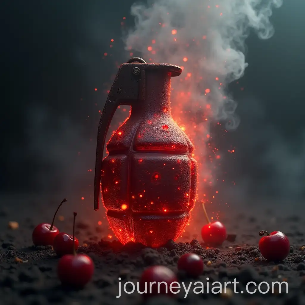 Cherry-Grenade-Surrounded-by-Cigar-Butts-and-Chaos-with-Explosive-Smoke-Effect