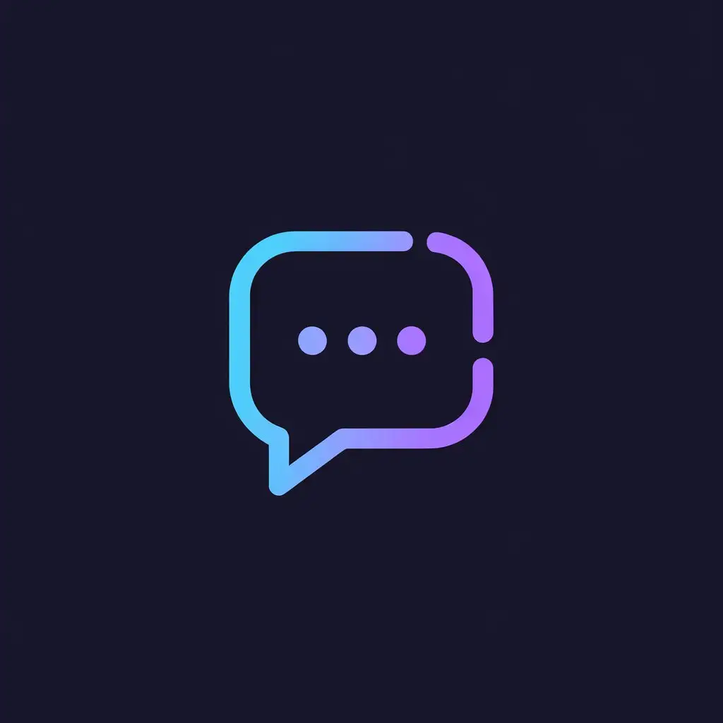 LOGO Design for Tekstoria Neon Blue Purple Gradient Chat Bubble with Three Dots for Digital Storytelling