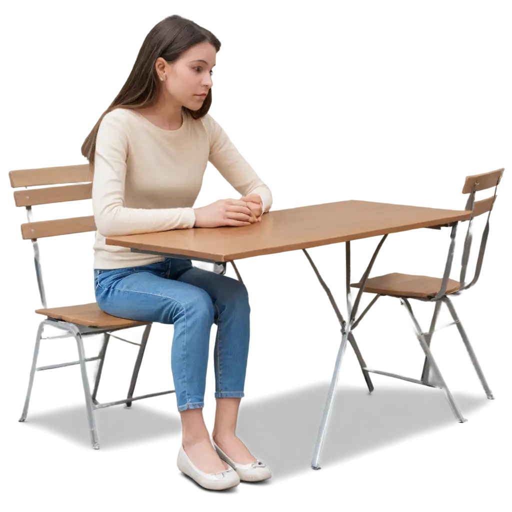 PNG-Image-of-a-Girl-Sitting-on-a-Dining-Table-HighQuality-and-Versatile-Visual-for-Your-Creative-Projects