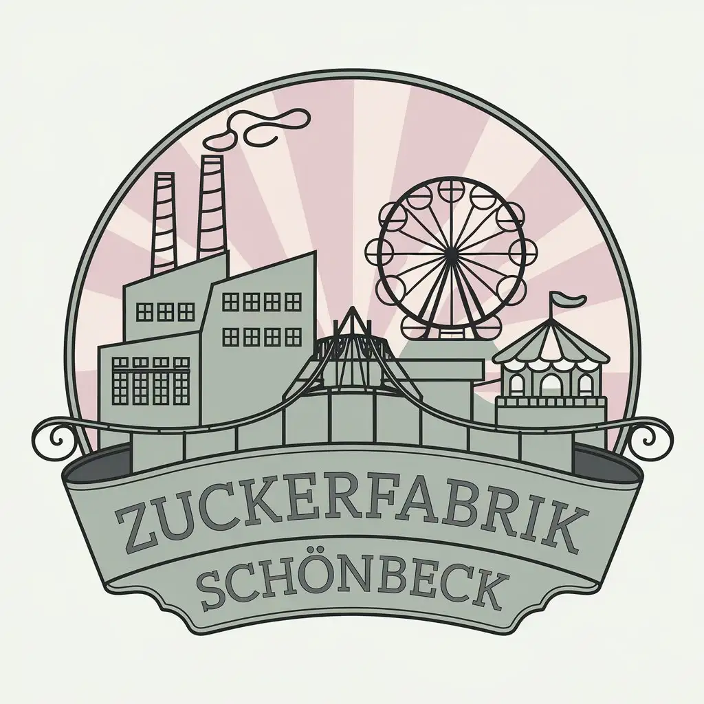 LOGO Design for Zuckerfabrik Schnbeck Sugar Factory with Amusement Park Soft Pastel Green Pink Theme